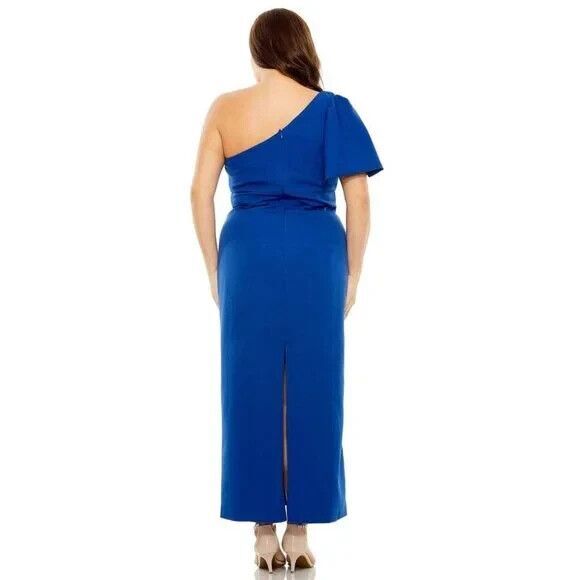 Mac Duggal Women's‎ Cobalt Blue One Shoulder Ruffle Dress Sz 14W $398 NWT - Picture 3 of 6